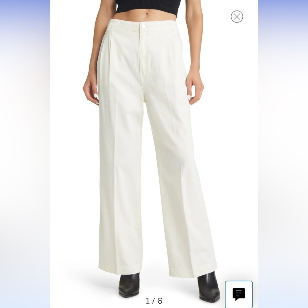 Frame // Pleated High Waist Nonstretch Denim Chinos